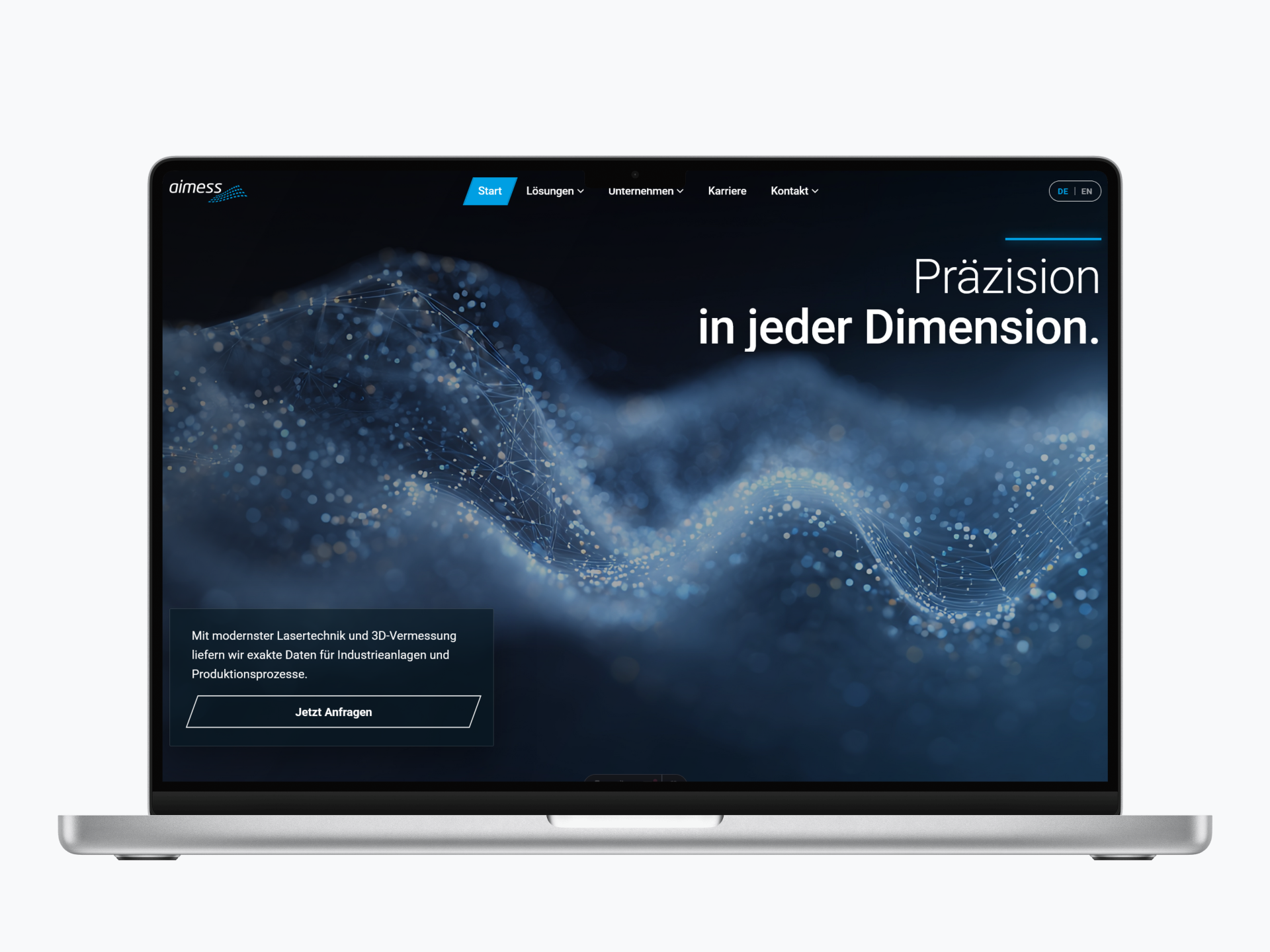 Die neue aimess-Startseite auf einem MacBook